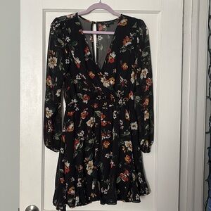 Sheer floral wrap dress
